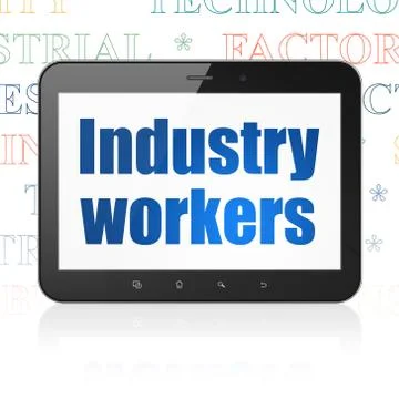 Industry concept: Tablet Computer with Industry Workers on display Stock Illustration