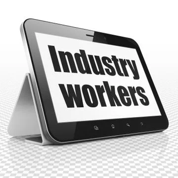 Industry concept: Tablet Computer with Industry Workers on display Stock Illustration