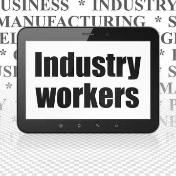 Industry concept: Tablet Computer with Industry Workers on display Stock Illustration