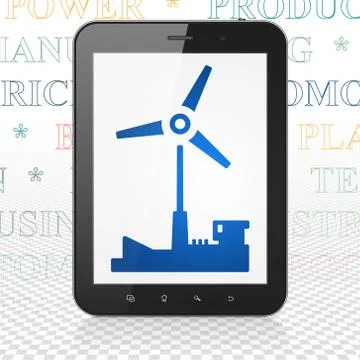 Industry concept: Tablet Computer with Windmill on display Stock Illustration