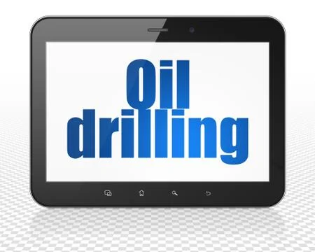 Industry concept: Tablet Pc Computer with Oil Drilling on display Illustrazione stock