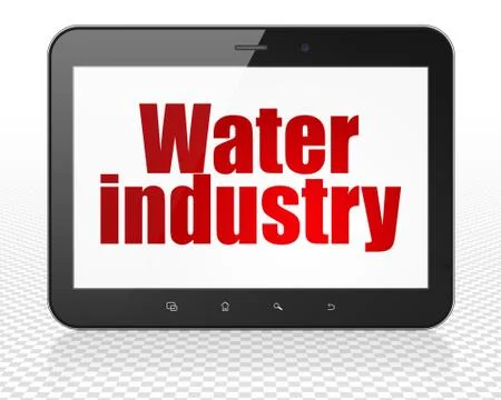 Industry concept: Tablet Pc Computer with Water Industry on display 스톡 일러스트