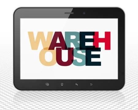 Industry concept: Tablet Pc Computer with Warehouse on  display Stock Illustration