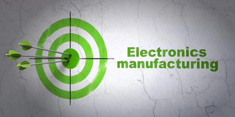 Industry concept: target and Electronics Manufacturing on wall background Stockillustratie