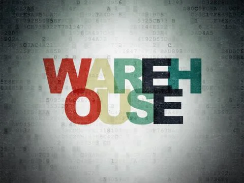 Industry concept: Warehouse on Digital Data Paper background Illustrazione stock