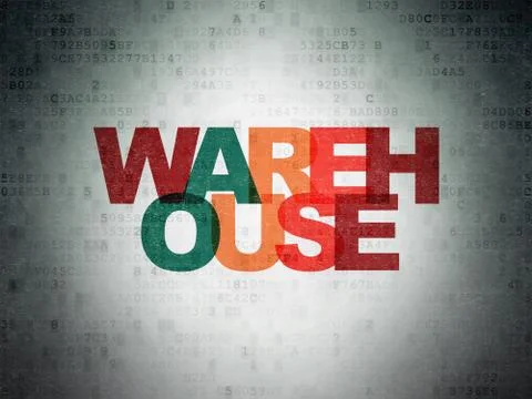 Industry concept: Warehouse on Digital Data Paper background 스톡 일러스트