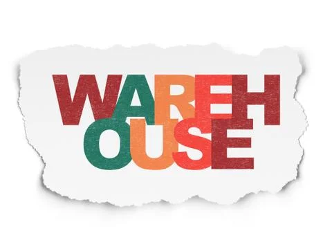 Industry concept: Warehouse on Torn Paper background Stock Illustration