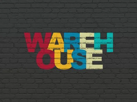 Industry concept: Warehouse on wall background Stock Illustration