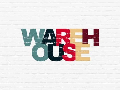 Industry concept: Warehouse on wall background Stock Illustration