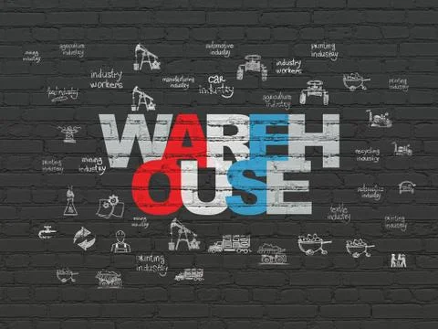 Industry concept: Warehouse on wall background Stock Illustration