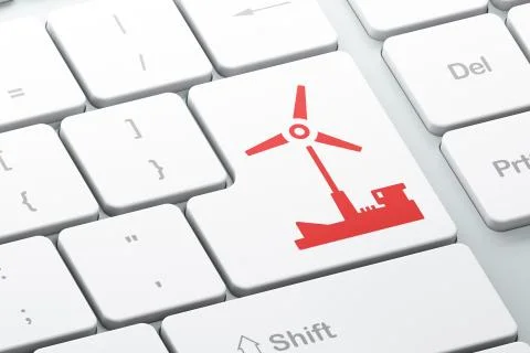 Industry concept: Windmill on computer keyboard background 스톡 일러스트
