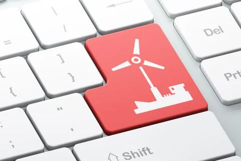 Industry concept: Windmill on computer keyboard background Stockillustratie