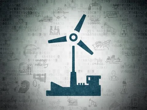 Industry concept: Windmill on Digital Data Paper background Stock Illustration