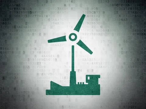 Industry concept: Windmill on Digital Data Paper background Stock Illustration