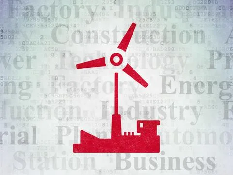Industry concept: Windmill on Digital Data Paper background Illustrazione stock