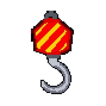 Industry crane hook pixel art vector illustration Stock Illustration