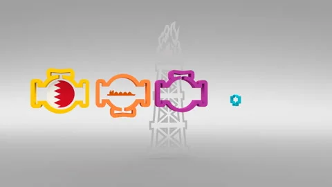 Industry data visualization. Natural gas and oil mining. Flag of Bahrain Stock Footage 198374089