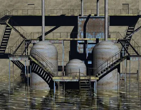 Industry digital visualization of an industrial building Copyright: xZoona... Fotos de archivo