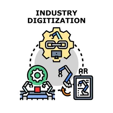 Industry digitization automation connected manufacturing process イラスト素材