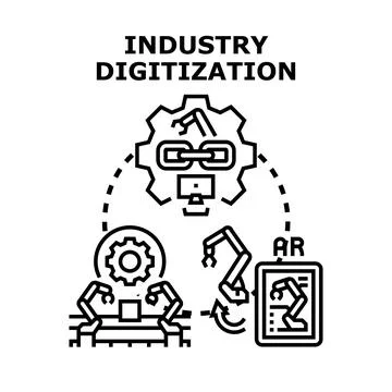 Industry digitization automation connected manufacturing process Stock Illustration