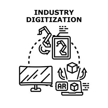 Industry digitization automation process concept icon Stock Illustration