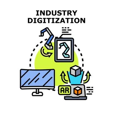 Industry digitization automation process concept icon Stock Illustration