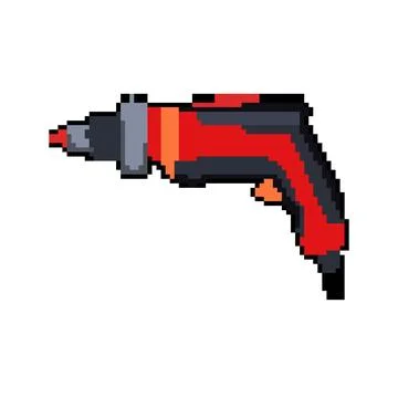 Industry drill pixel art vector illustration Stock Illustration