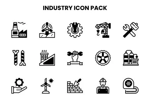 Industry DuoTone Graphics Icons Pack Stock Illustration