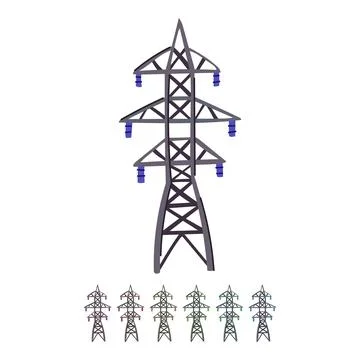 Industry electric pylon vector cartoon graphic Stock Illustration