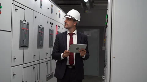 Industry Engineer manager using digital tablet checking information and safet 스톡 동영상 154283595