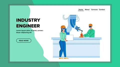 Industry Engineer Working With Factory Tool Vector 스톡 일러스트
