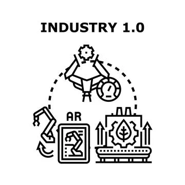 Industry evolution integrating augmented reality and sustainable production Stock Illustration