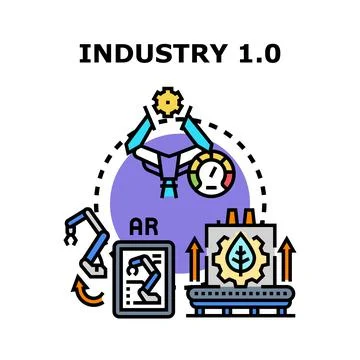 Industry evolution integrating augmented reality and sustainable production Stock Illustration