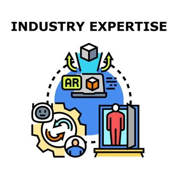 Industry expertise concept with augmented reality and artificial intelligence Stock Illustration