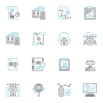 Industry exploration linear icons set. Innovation, Growth, Sustainability Stock Illustration