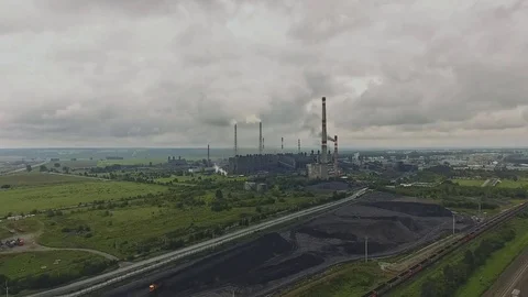 Industry, extraction of minerals, mine. Power plant, coal mine, aerial Stock-Footage 80900438