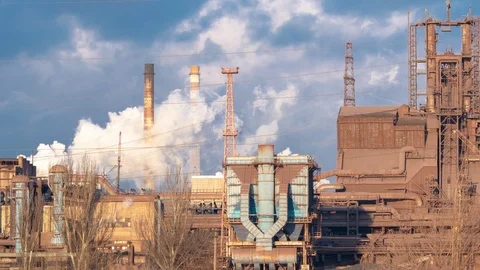 Industry factory at the cloudy time. Timelapse 4K Stock Footage 103964067