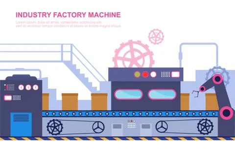 Industry Factory Concept Conveyor Automatic Production Robotic Assembly Illus Stock Illustration