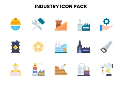 Industry Flat Graphics Icons Pack Ilustração Stock