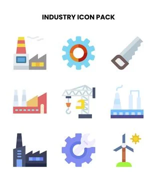Industry Flat Set Icons Pack Stock Illustration
