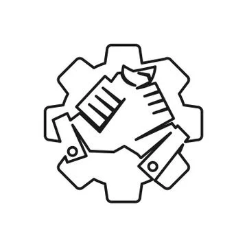 Industry gear handshake Commitment Teamwork Together Outline Logo Stockillustratie