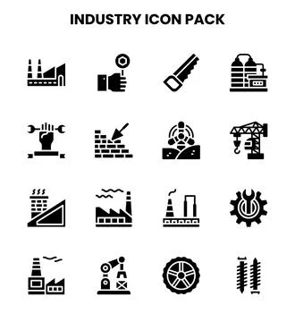Industry Glyph Vector Icons Pack イラスト素材