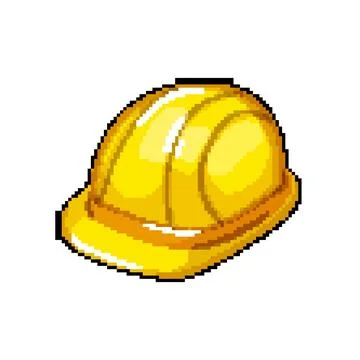 Industry helmet builder pixel art vector illustration Stock Illustration