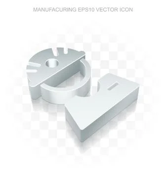 Industry icon: Flat metallic 3d Factory Worker, transparent shadow, EPS 10 Stock Illustration