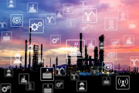 Industry icon pattern on industry background. Stock Photos