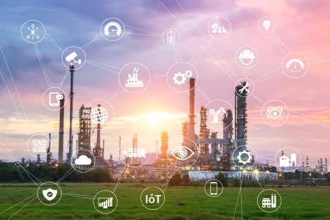 Industry icon pattern on industry background. 写真素材