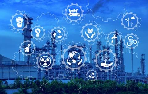 Industry icon pattern on industry background. Stock Photos