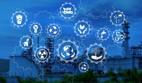 Industry icon pattern on industry background. Stock Photos