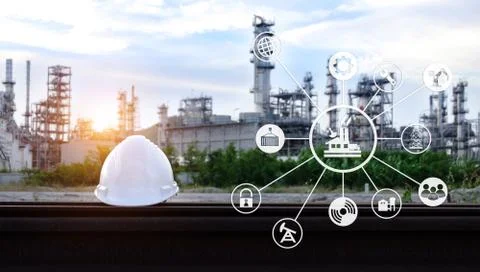 Industry icon pattern on industry background. Stock Photos