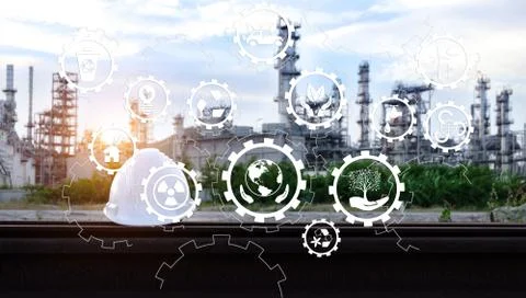 Industry icon pattern on industry background. 写真素材